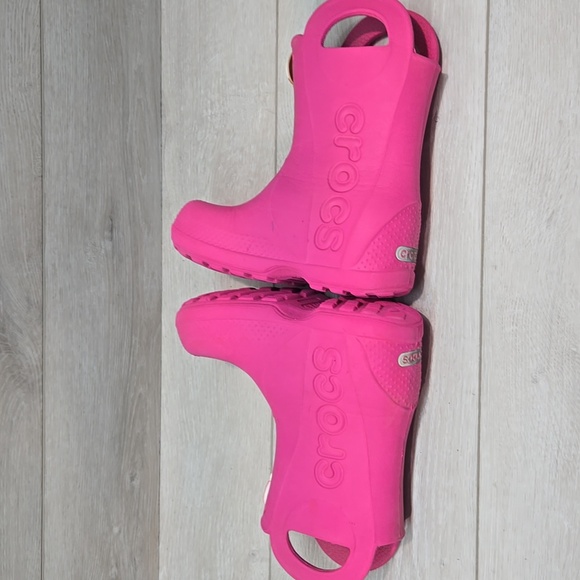 Crocs Girls Kids Pink Rain High Top Boots Shoes Sz C10 Toddler - Picture 6 of 11